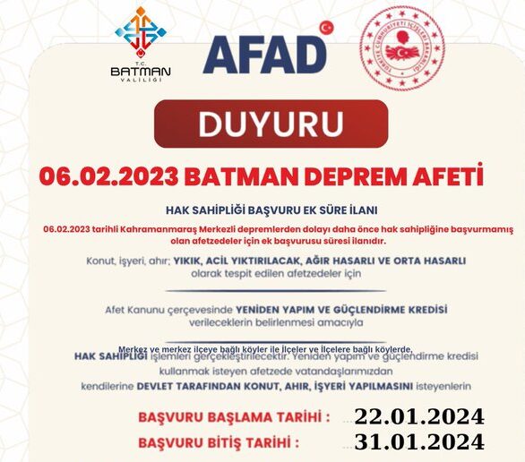 Afetzedeler için ek başvuru açıldı
