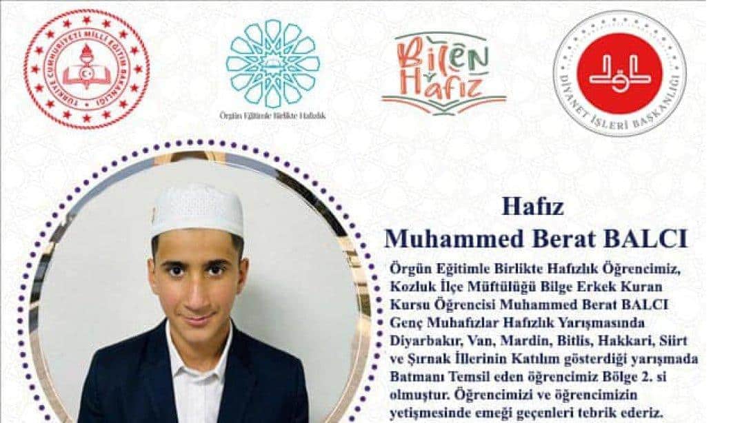 Genç hafız bölge 2. oldu