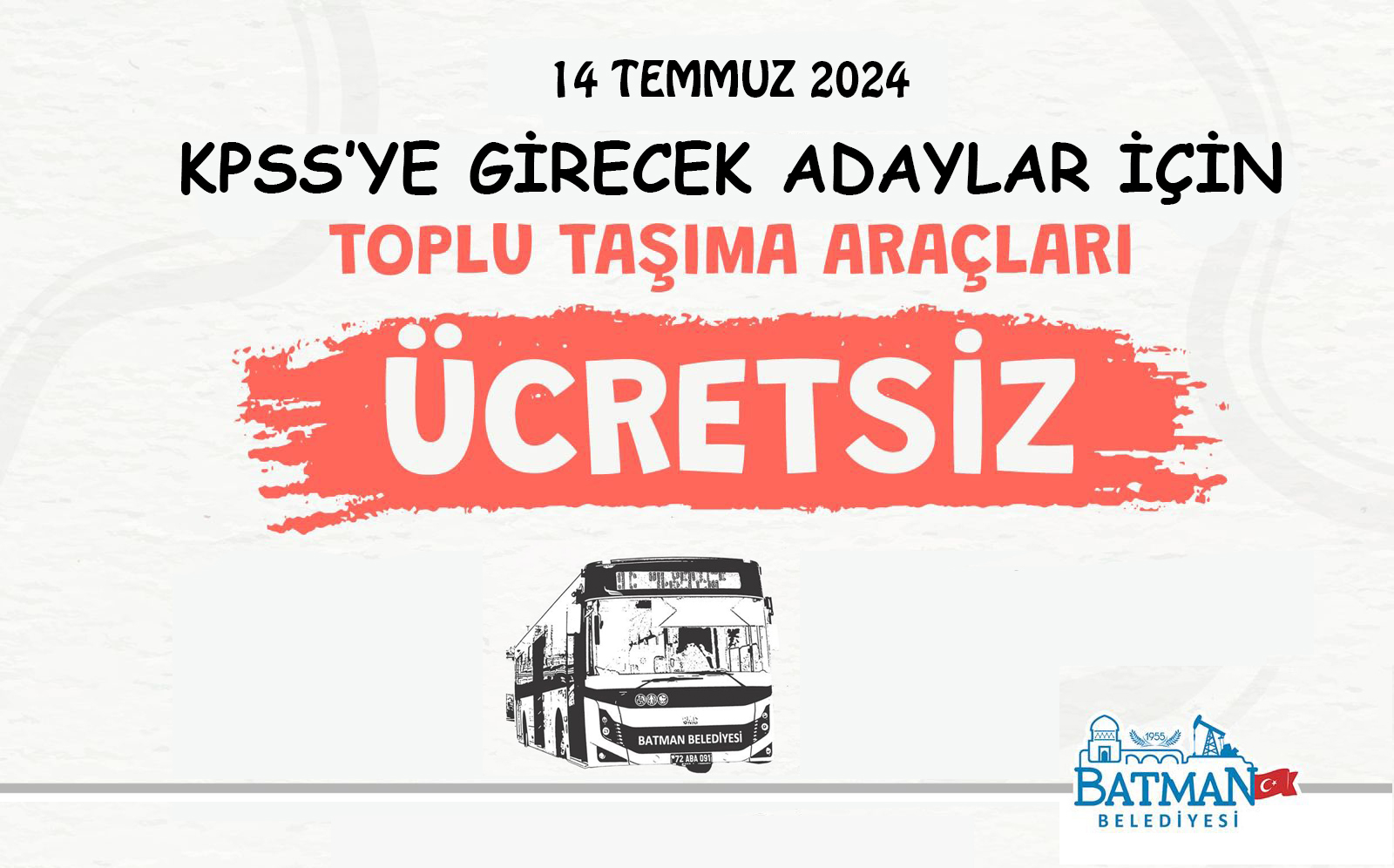 KPSS’YE GİRECEK ADAYLAR İÇİN ÜCRETSİZ ULAŞIM