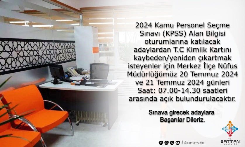 Hafta sonu Nüfus Müdürlüğü açık olacak