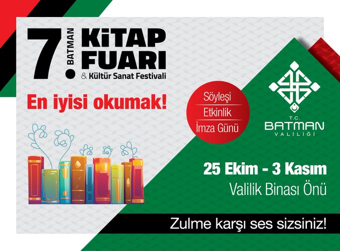 7. Batman Kitap Fuarı & Kültür Sanat Festivali Başlıyor