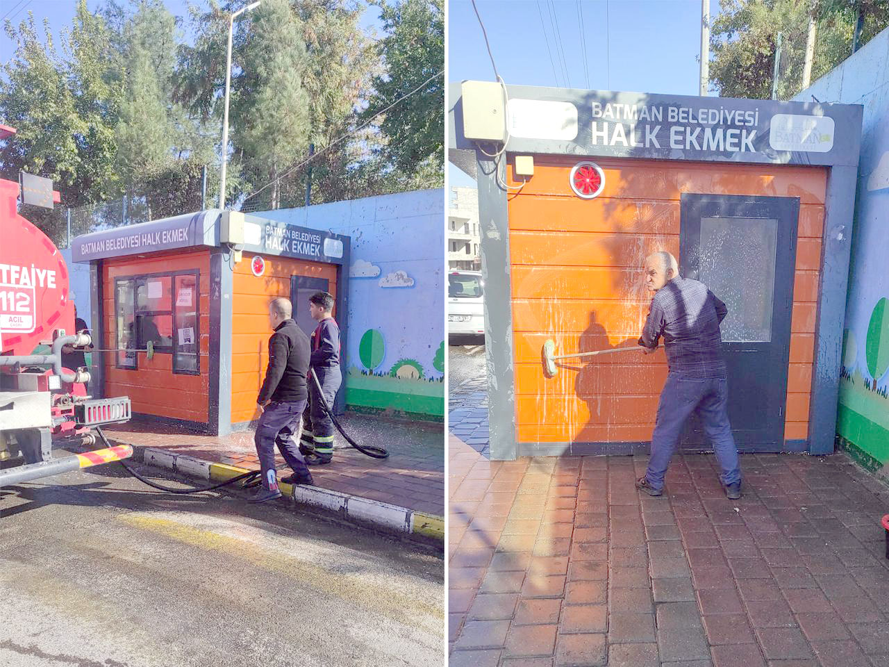 31 halk ekmek büfesi yıkanarak dezenfekte edildi