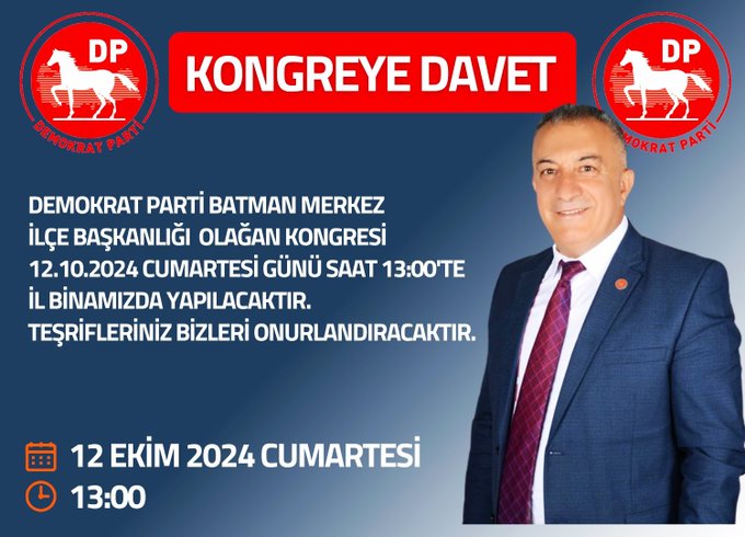 Demokrat Parti Batman Merkez İlçe Başkanlığı kongreye gidiyor