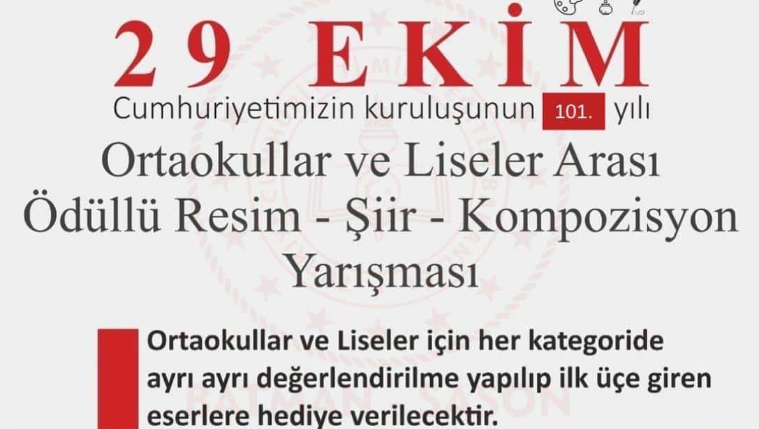 Sason’da 29 Ekim Cumhuriyet Bayramı Ödüllü Resim, Şiir ve Kompozisyon Yarışması