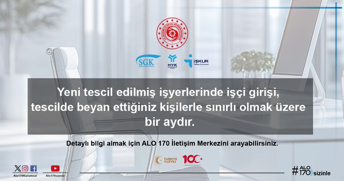 Batman Sosyal Güvenlik İl Müdürlüğü: Yeni Tescil Edilen İşyerlerinde İşçi Girişi Hakkında Duyuru