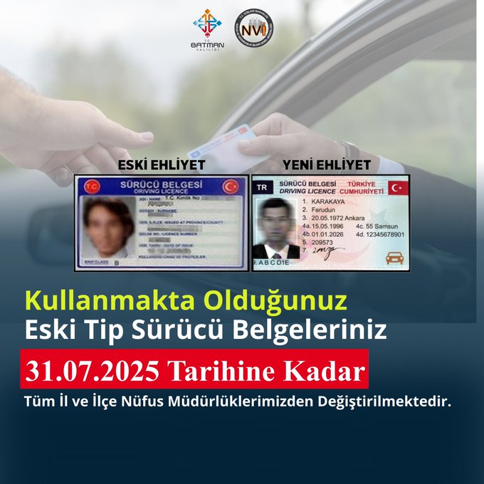 Eski Tip Sürücü Belgeleri İçin Değişim Süresi Uzatıldı