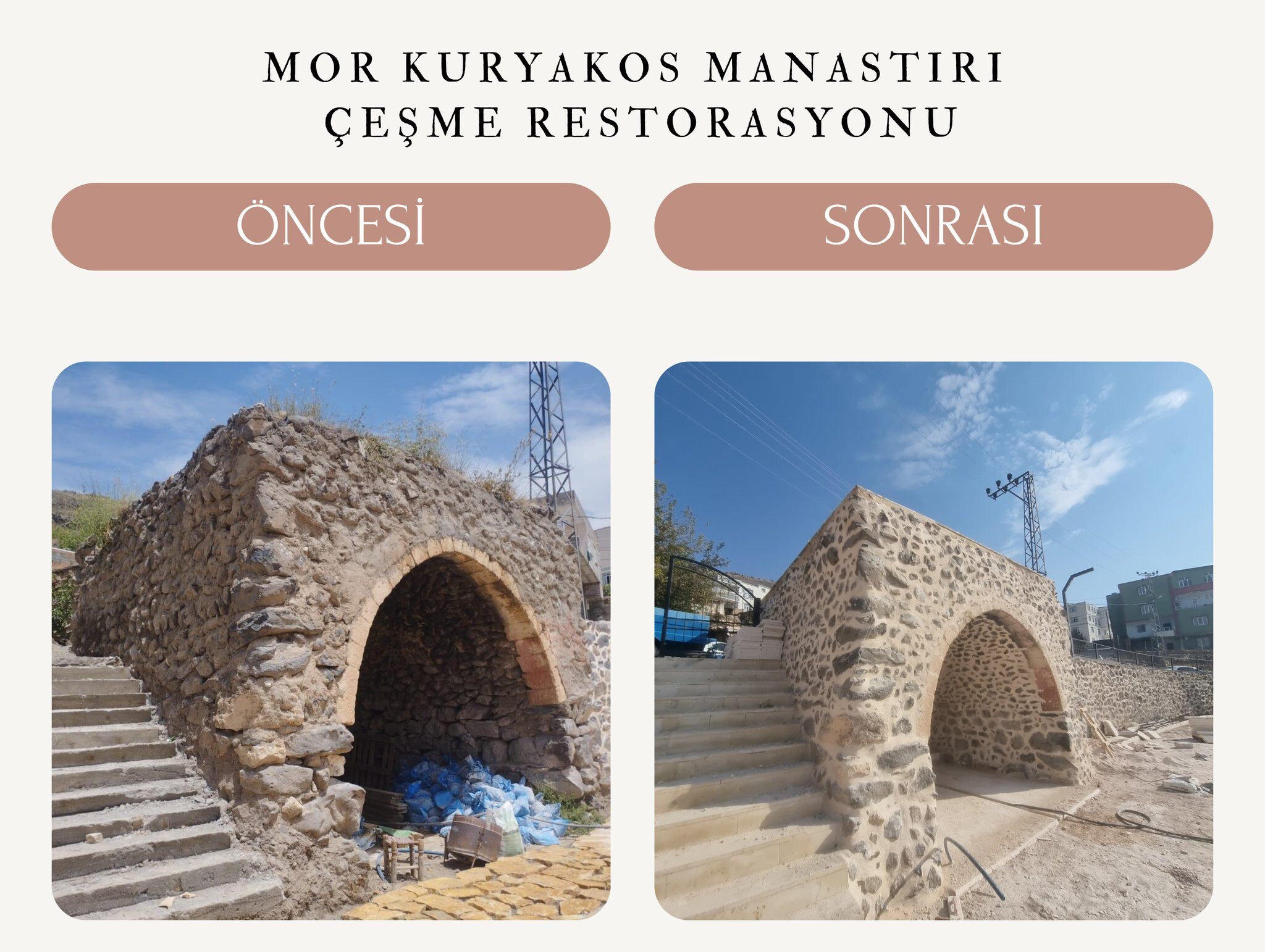 Mor Kuryakos Manastırı’nın tarihi çeşmesi restore edildi