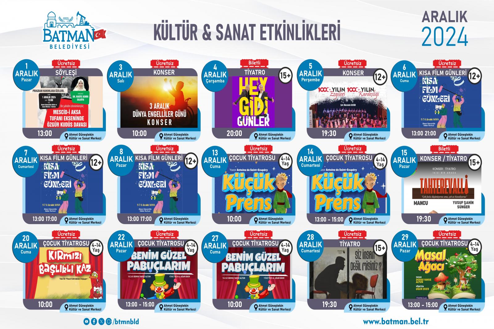 Belediye Aralık Ayı etkinlik takvimi açıklandı