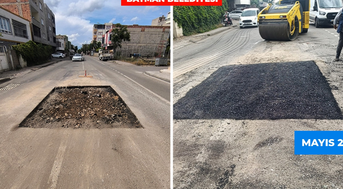 Selimiye camii önüne asfalt yama yapıldı