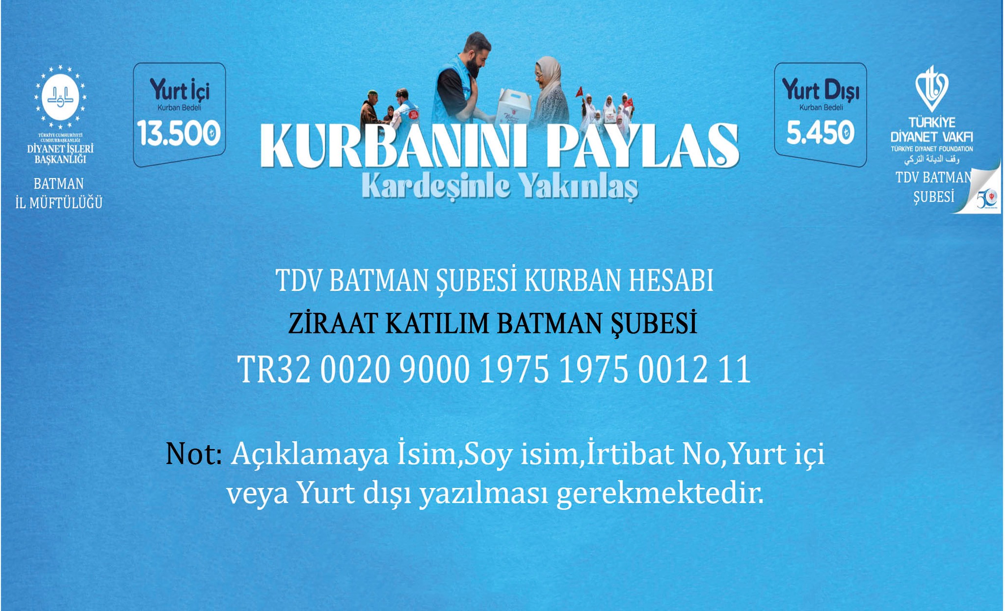 Müftülükten Kurban Bağışı Çağrısı: “Kurbanını Paylaş, Kardeşinle Yakınlaş”