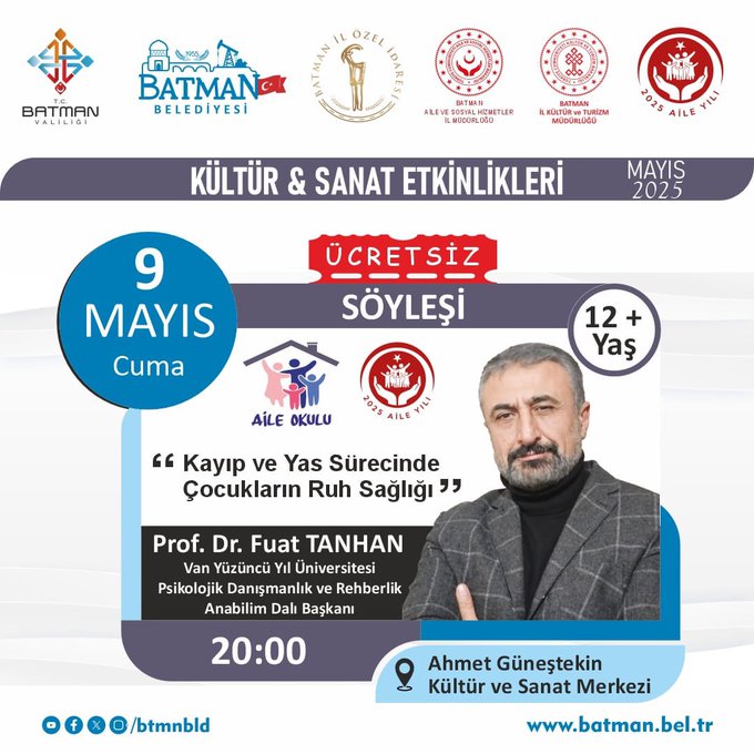 Batman’da “Kayıp ve Yas Sürecinde Çocukların Ruh Sağlığı” Konulu Söyleşi Düzenleniyor