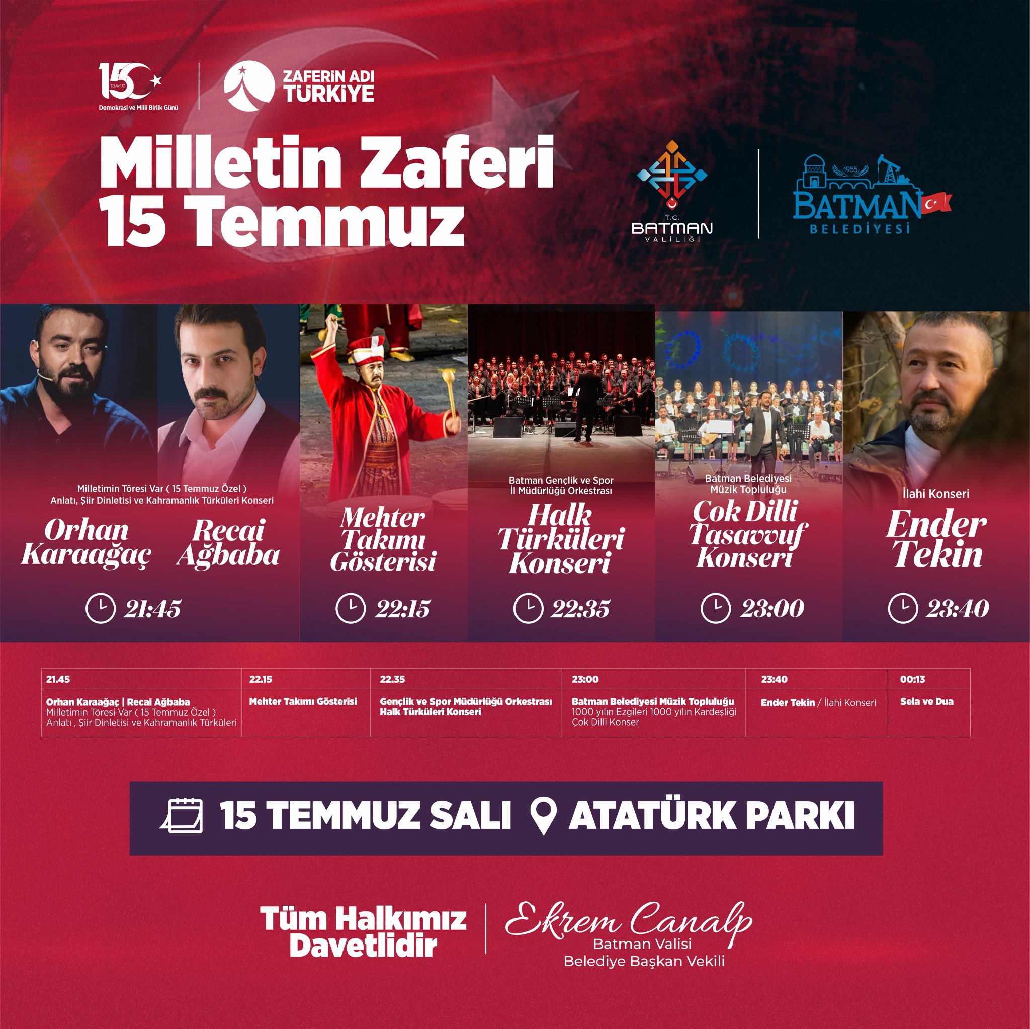 15 Temmuz Anma Programı Düzenlenecek