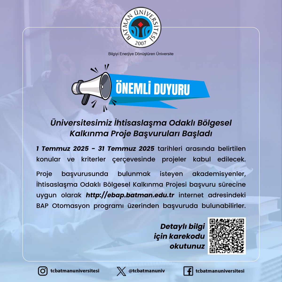 Batman Üniversitesi’nden İhtisaslaşma Odaklı Proje Duyurusu