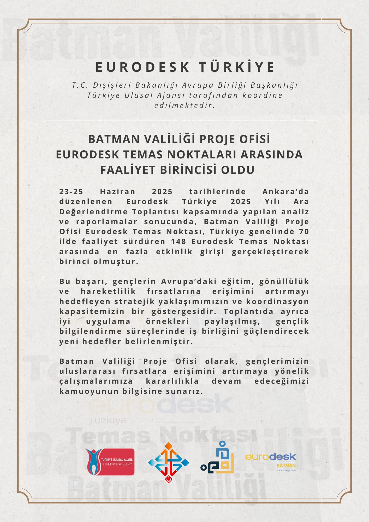 Batman Valiliği Proje Ofisi Türkiye Birincisi Oldu