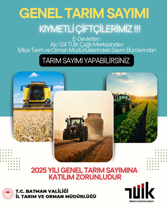 2025 Yılı Zorunlu Tarım Sayımı Başladı