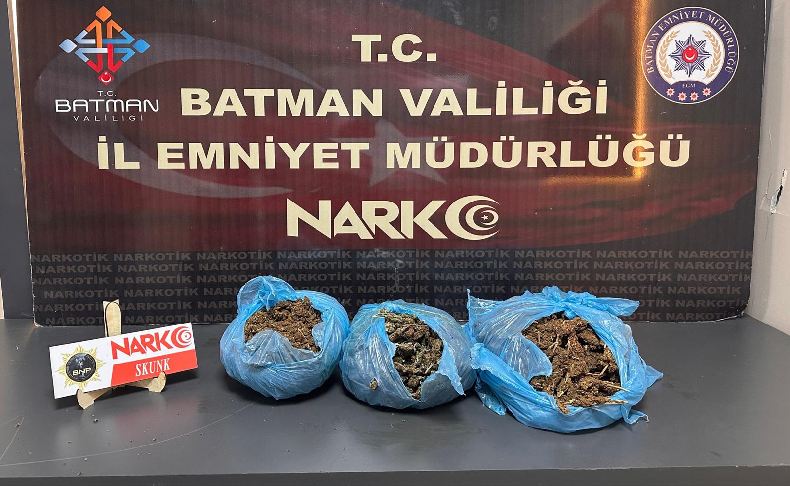 Batman’da 1 Kilo 650 Gram Skunk Ele Geçirildi: 1 Tutuklama