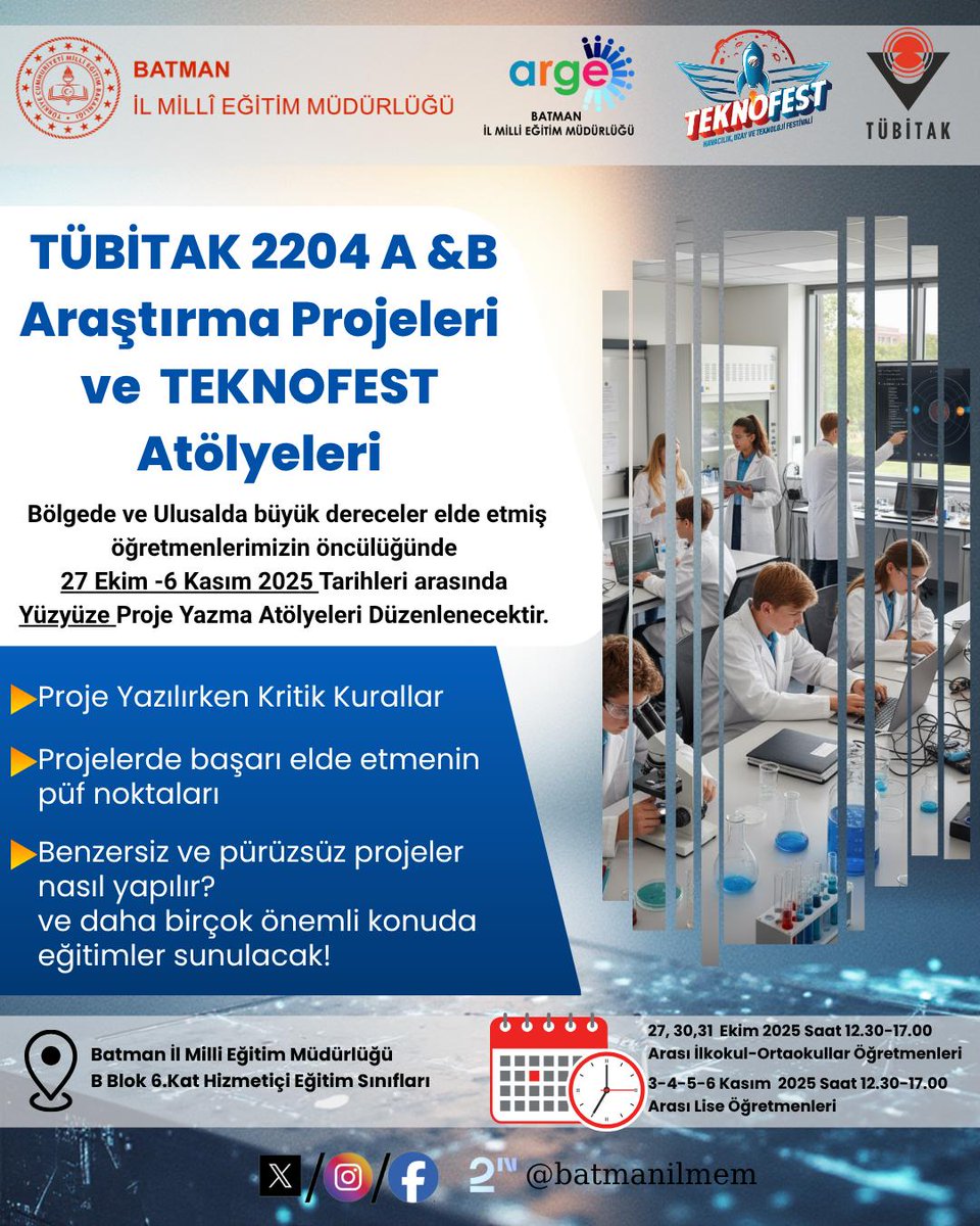 Batman’da TÜBİTAK 2204 A&B ve TEKNOFEST Proje Eğitimleri Başlıyor