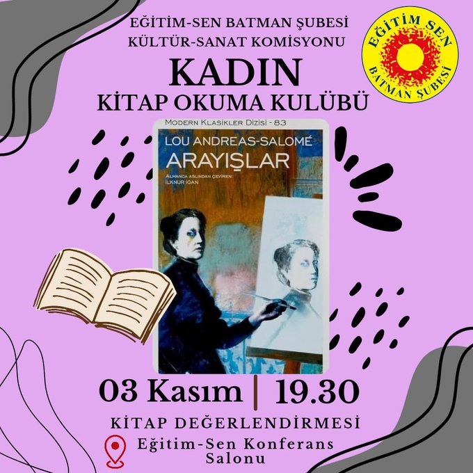 Eğitim-Sen Batman Şubesinden Kadınlara Kitap Değerlendirme Etkinliği Daveti