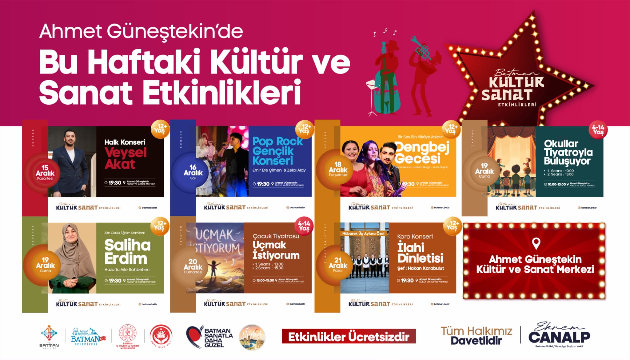 ARALIK 2025 KÜLTÜR VE SANAT ETKİNLİKLERİ DEVAM EDİYOR