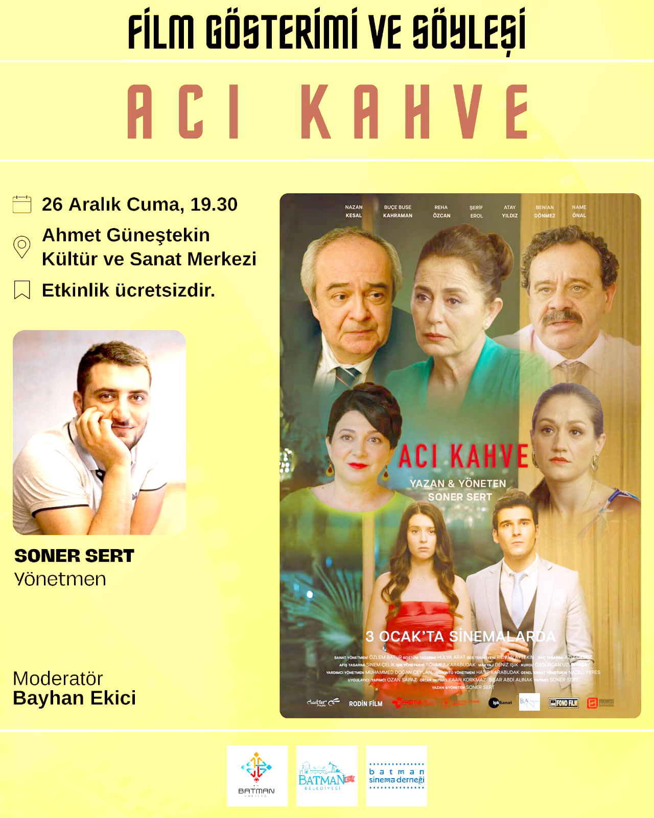 Ödüllü Film “Acı Kahve” Batman’da ücretsiz gösterilecek