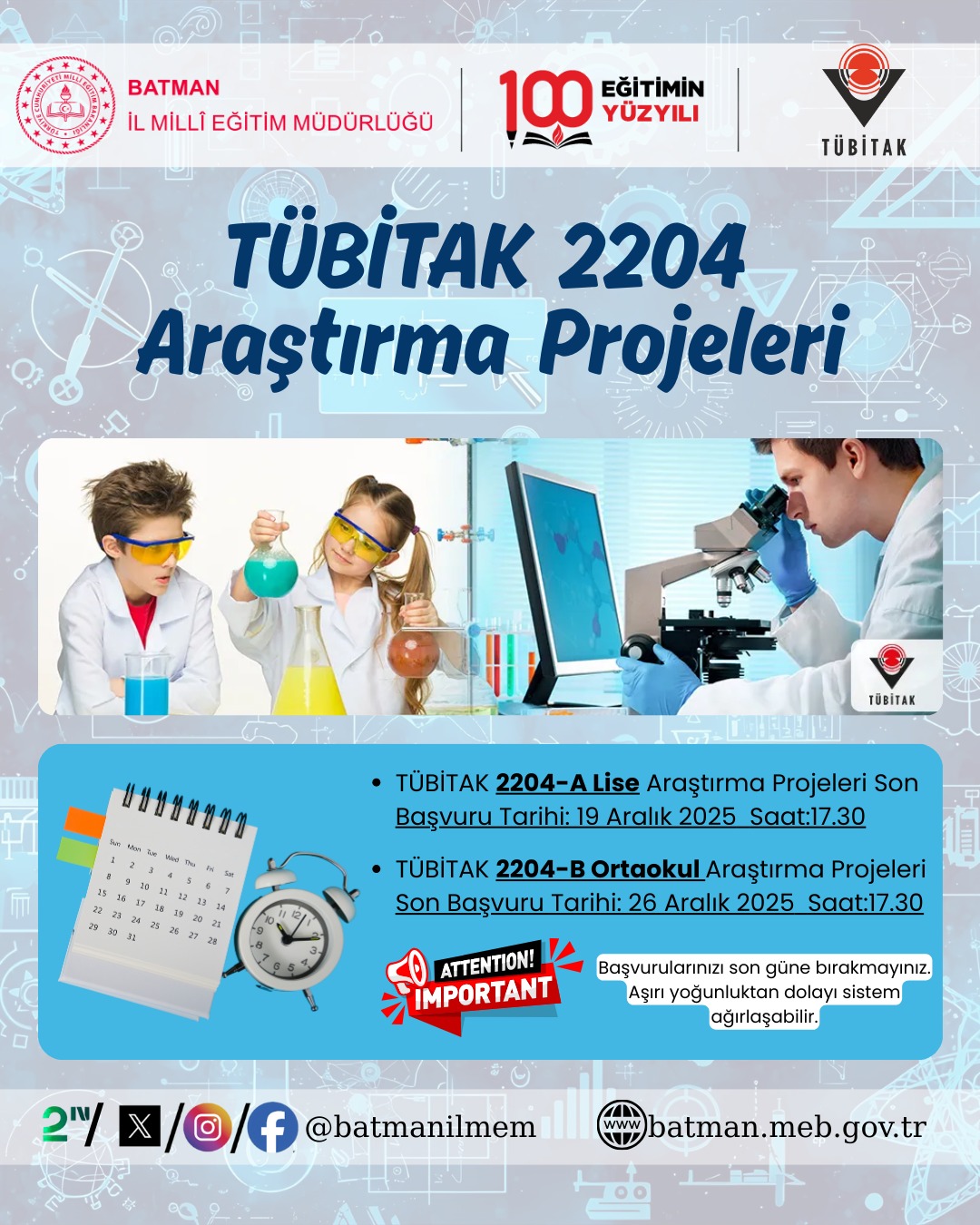 TÜBİTAK 2204 Araştırma Projeleri Başvuruları devam ediyor