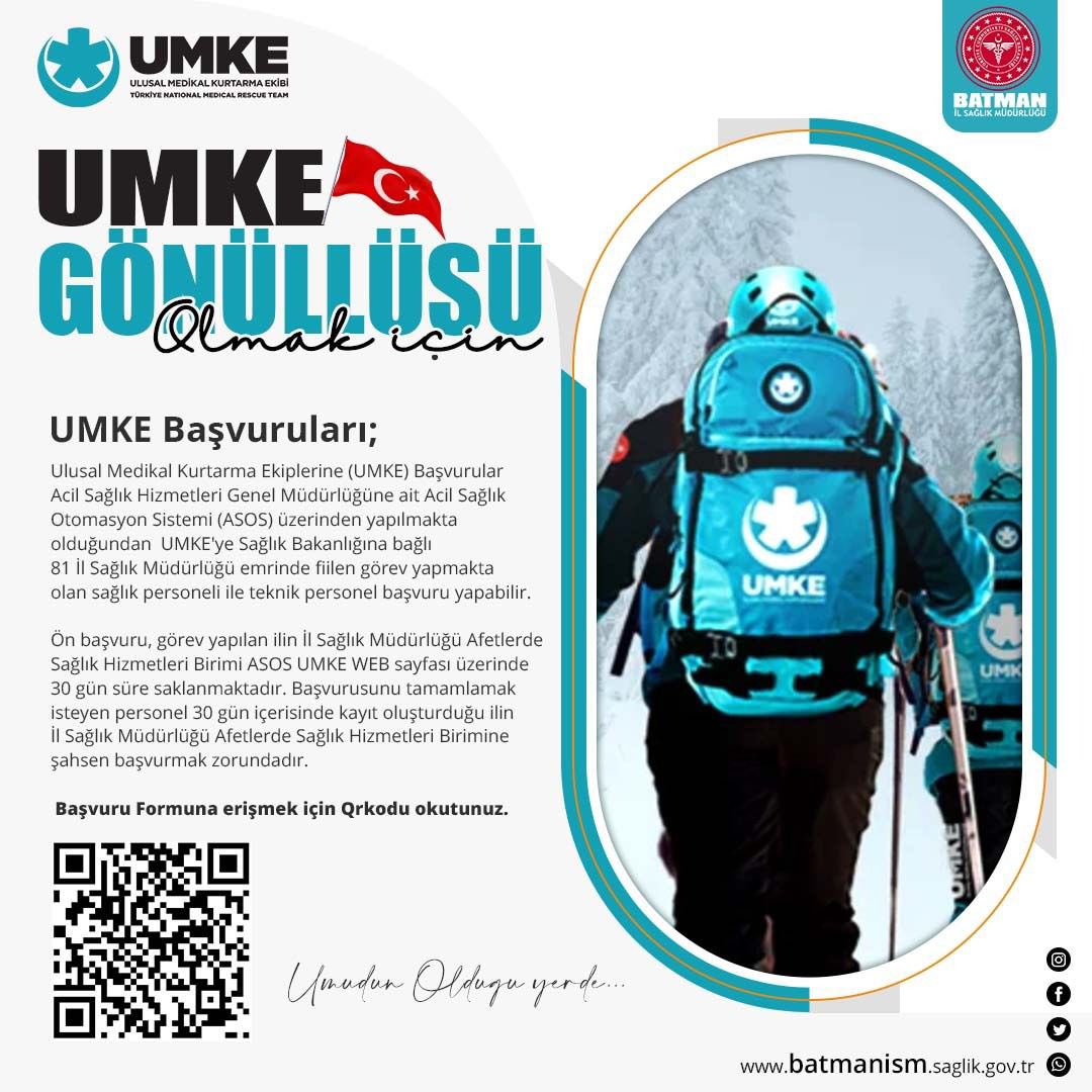 UMKE Batman’da Gönüllülerini Bekliyor