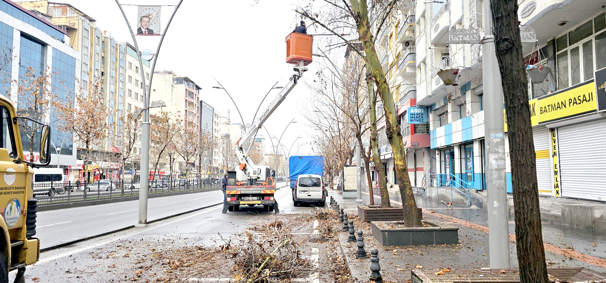 Trafiği Engelleyen Ağaç Dalları Budanıyor