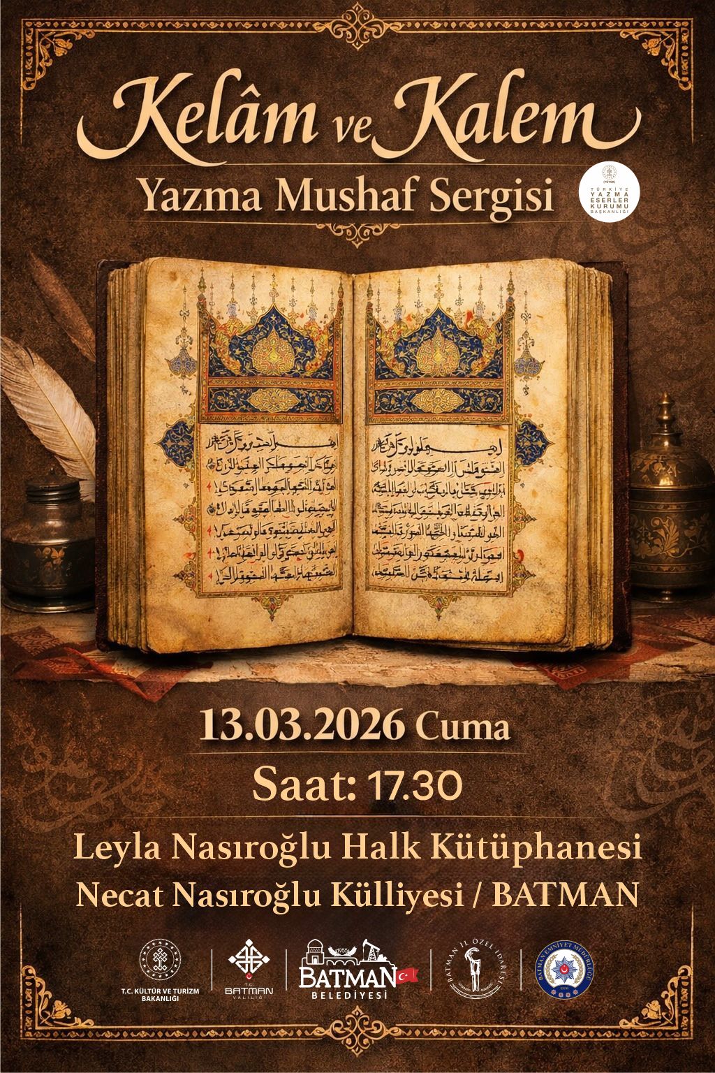 Asırlık Mushafların Işığı Batman’da: Kelâm ve Kalem Sergisi Ramazan’da Açılıyor!