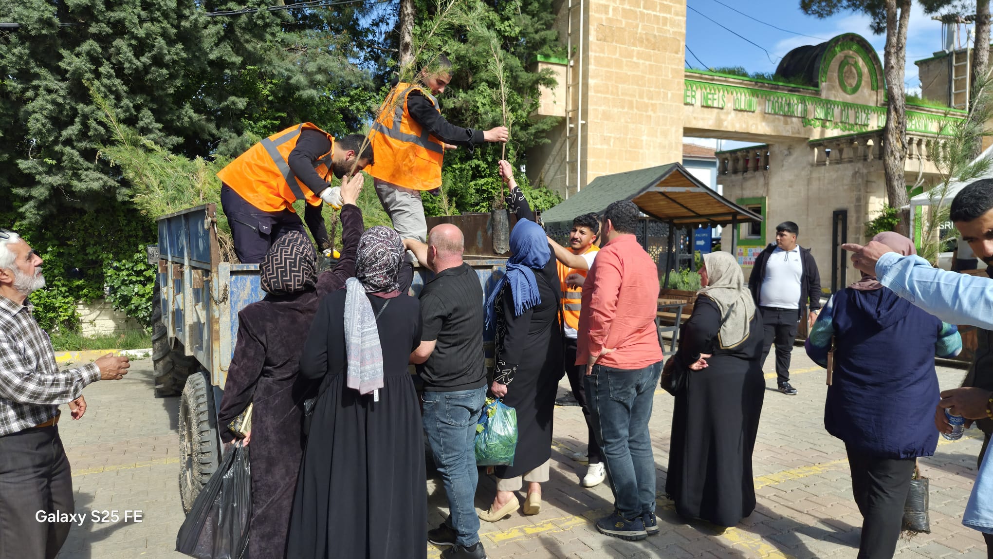 Mezarlıkta vatandaşlara ücretsiz fidan dağıtıldı