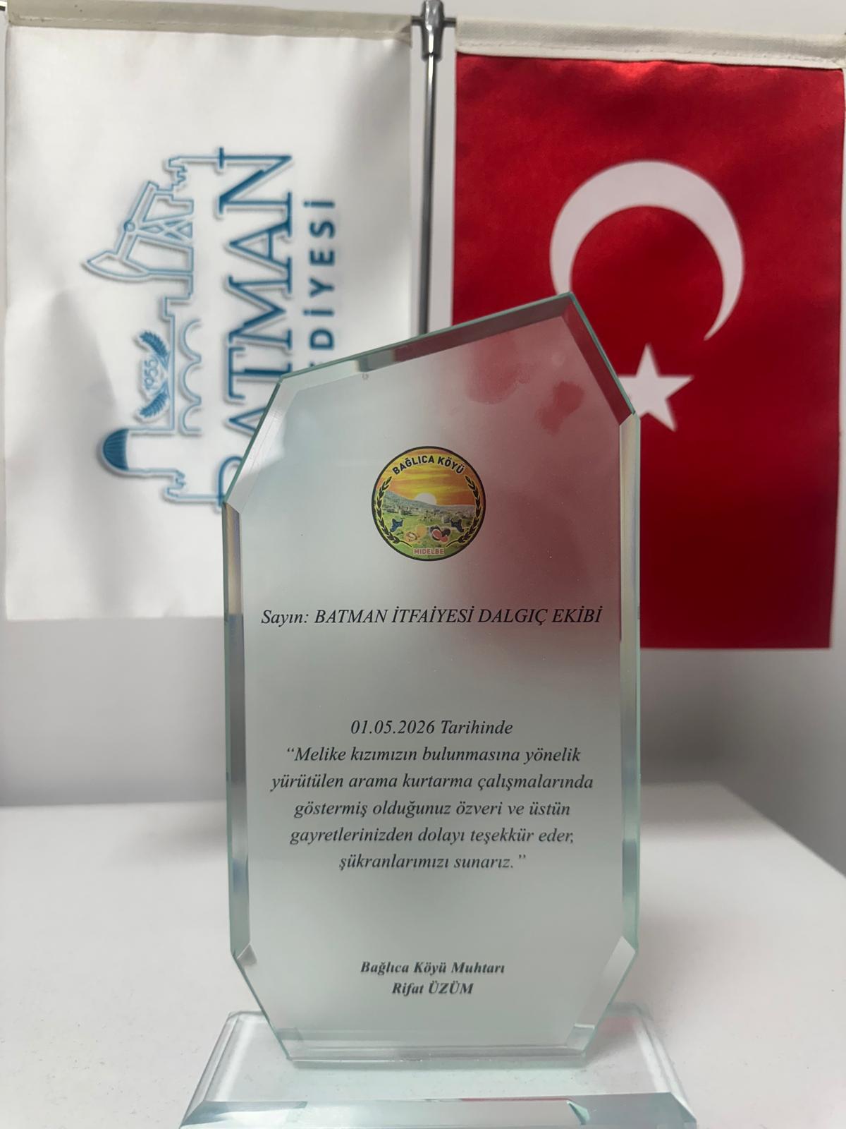 Fedakâr Dalgıç ekiplerine anlamlı plaket