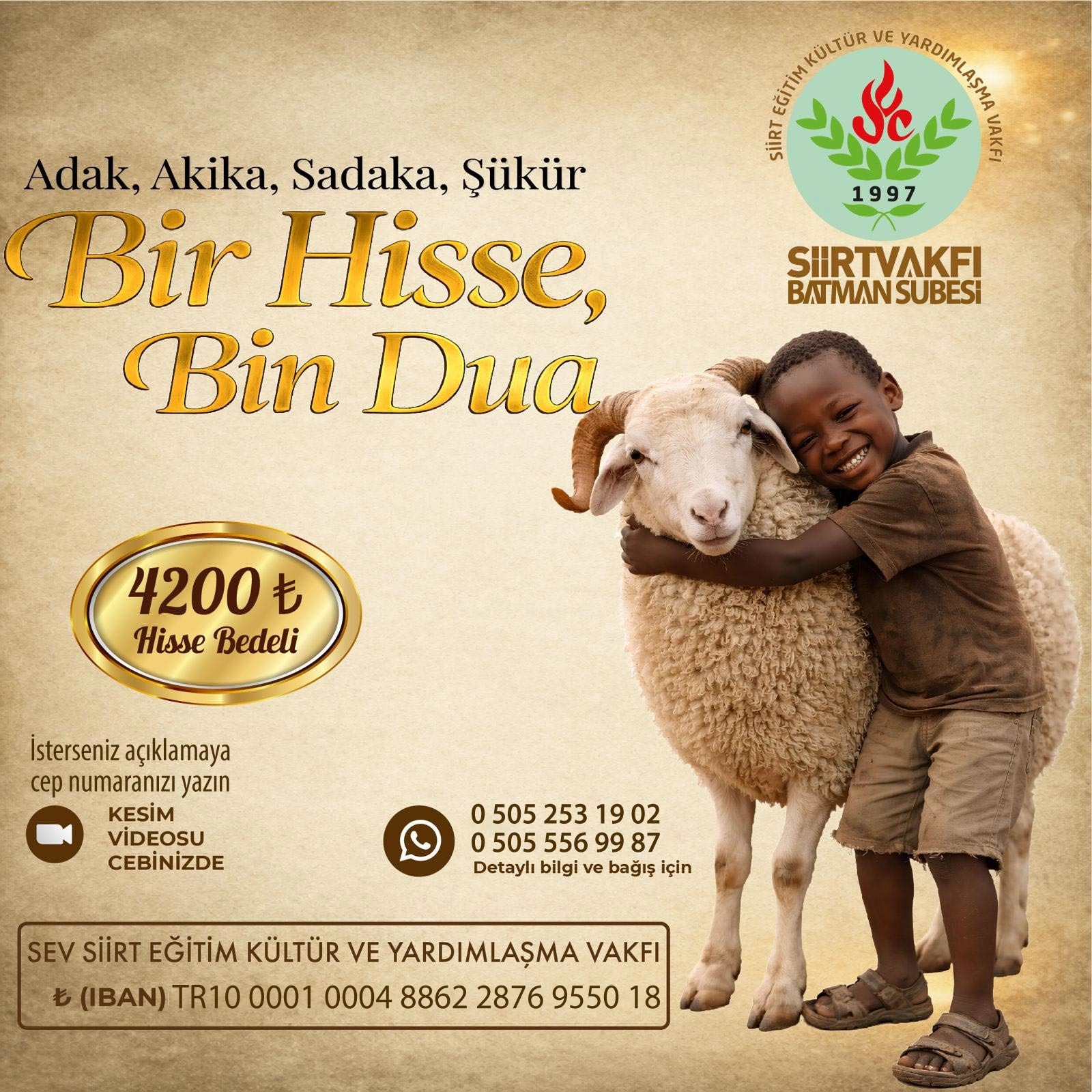 Siirt Vakfı Batman Şubesi’nden “Bir Hisse, Bin Dua” Kurban Kampanyası