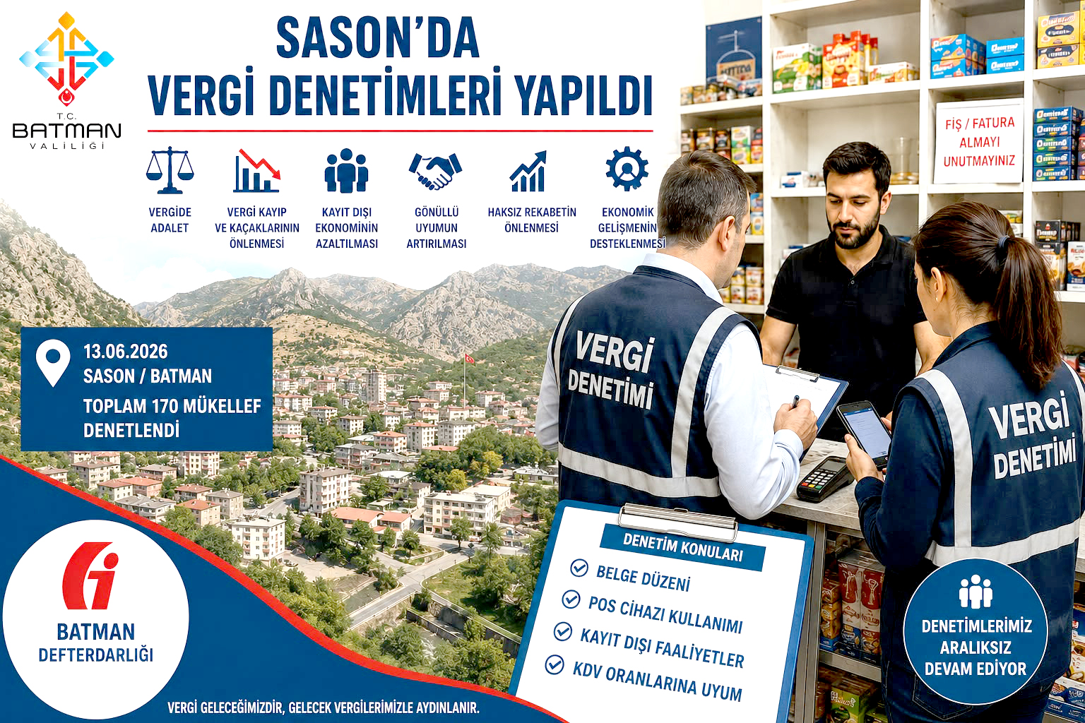 Sason’da 170 Mükellefe Vergi Denetimi