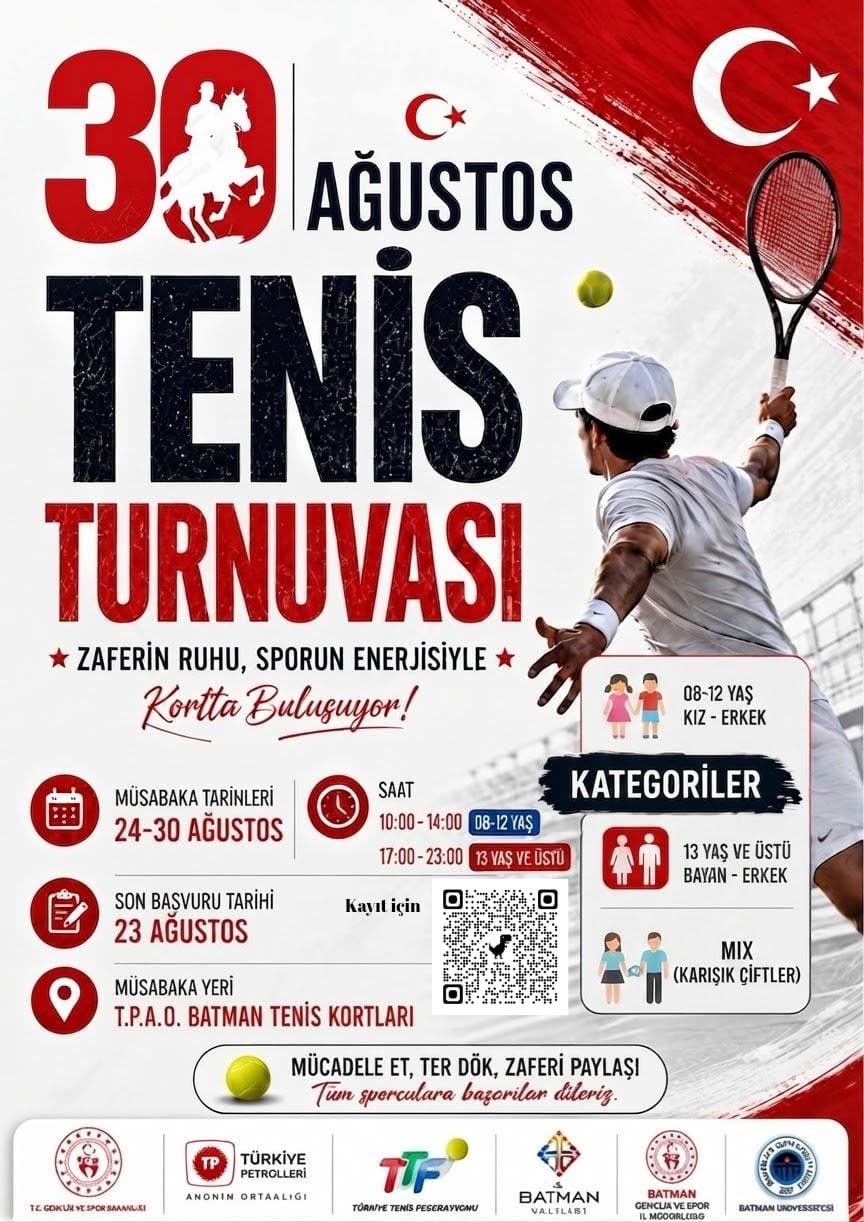 30 Ağustos Zafer Bayramı Coşkusu Kortlara Taşınıyor: Batman’da Tenis Heyecanı Başlıyor