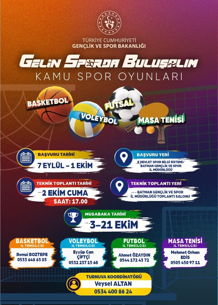 Batman’da Kamu Spor Oyunları başvuruları başladı