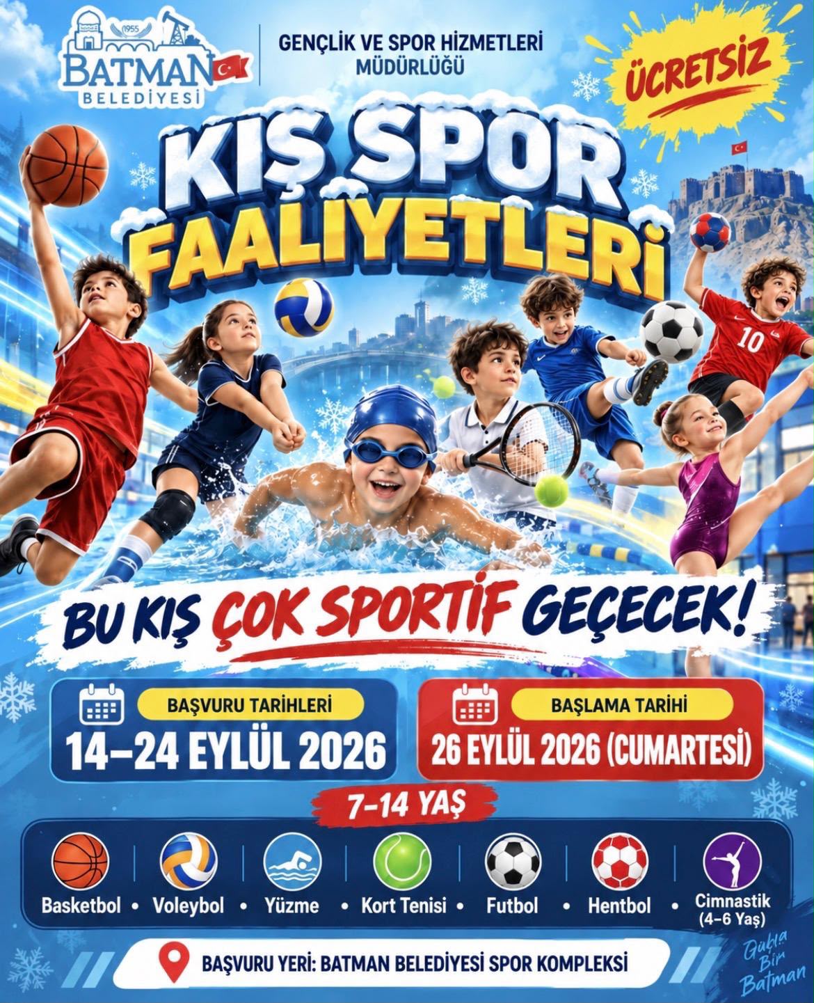 Ücretsiz kış spor okulları başlıyor