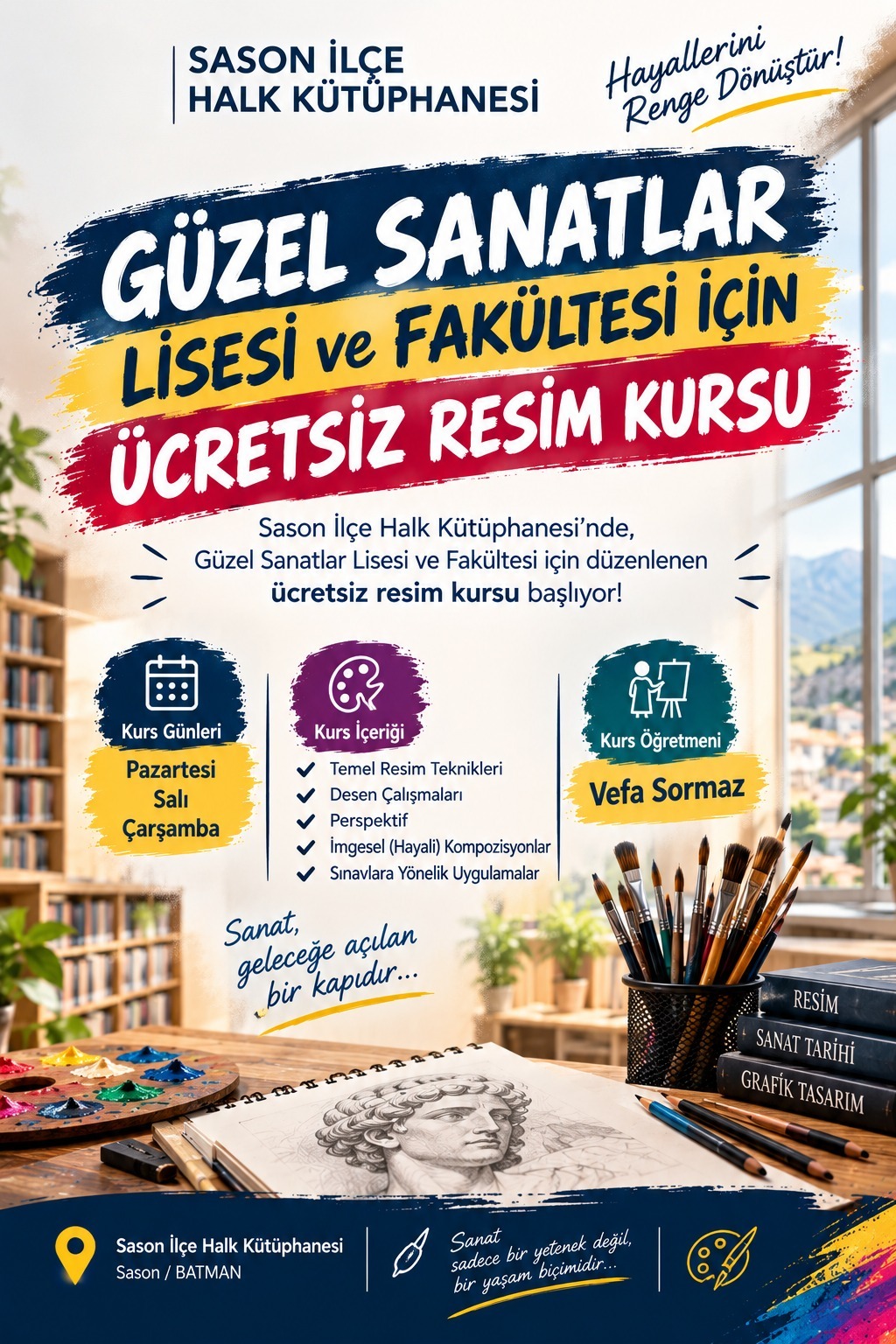 Sason’da ücretsiz resim kursu başlıyor