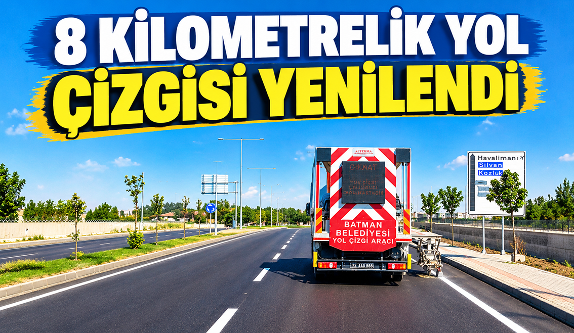 8 Kilometrelik Yol Çizgisi Yenilendi