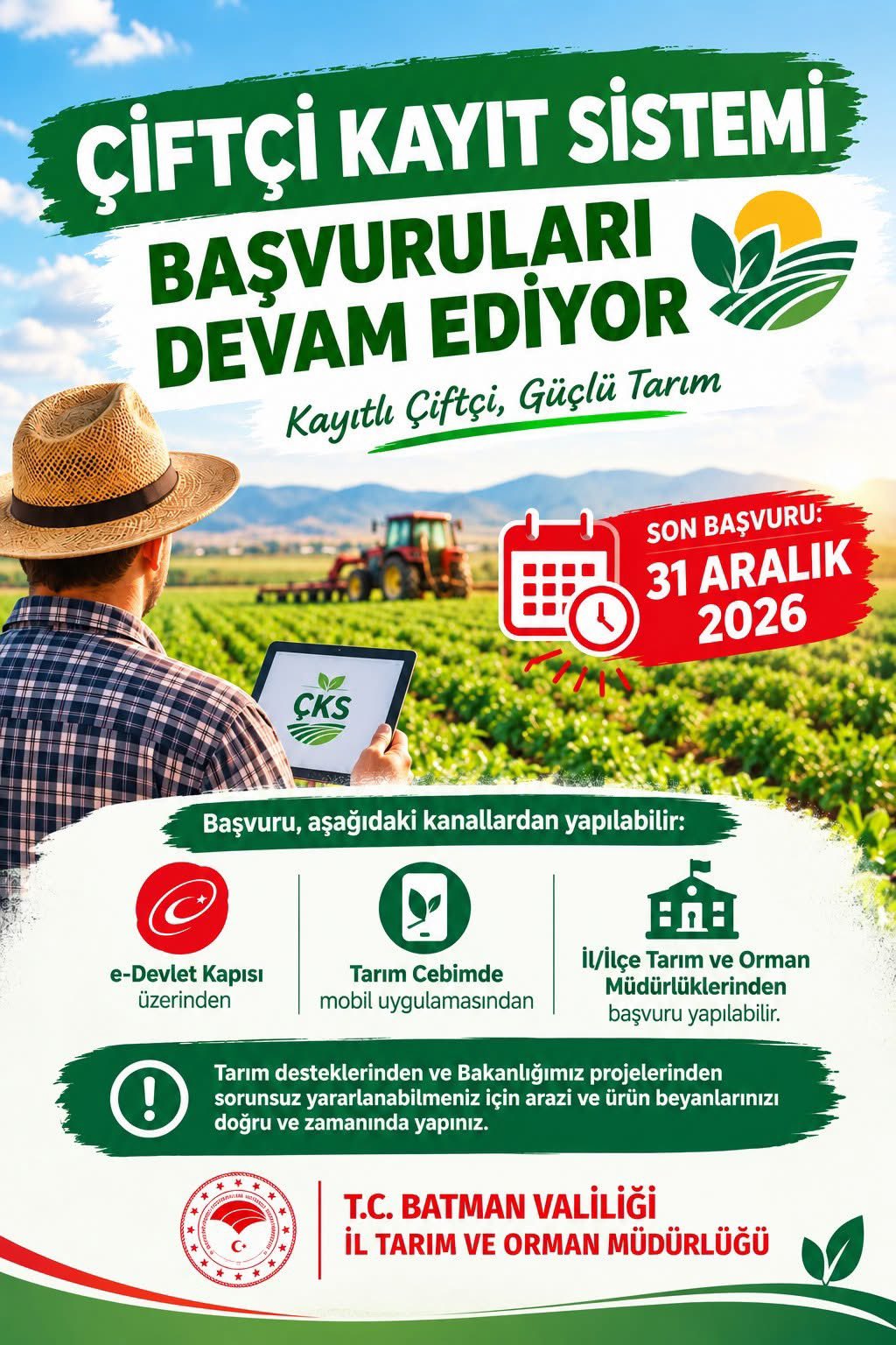 ÇKS Başvuruları 31 Aralık’ta Sona Erecek
