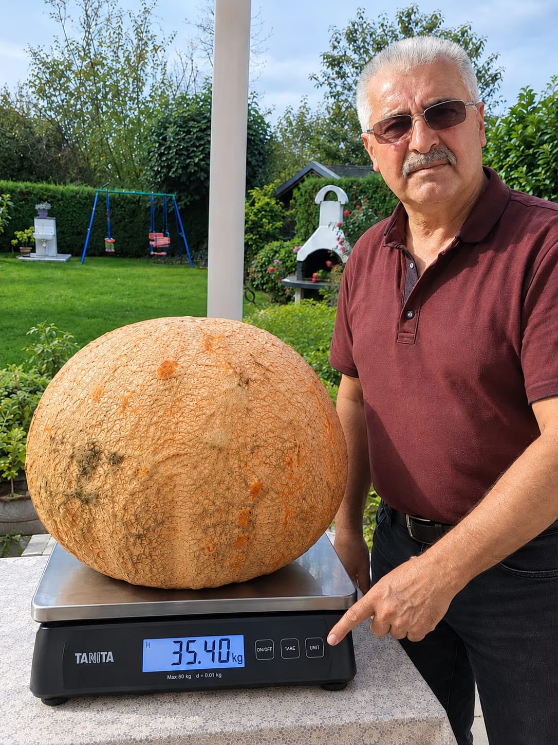 Batmanlı Dinç, Almanya’da 35,4 Kiloluk Dev Kabak Yetiştirdi