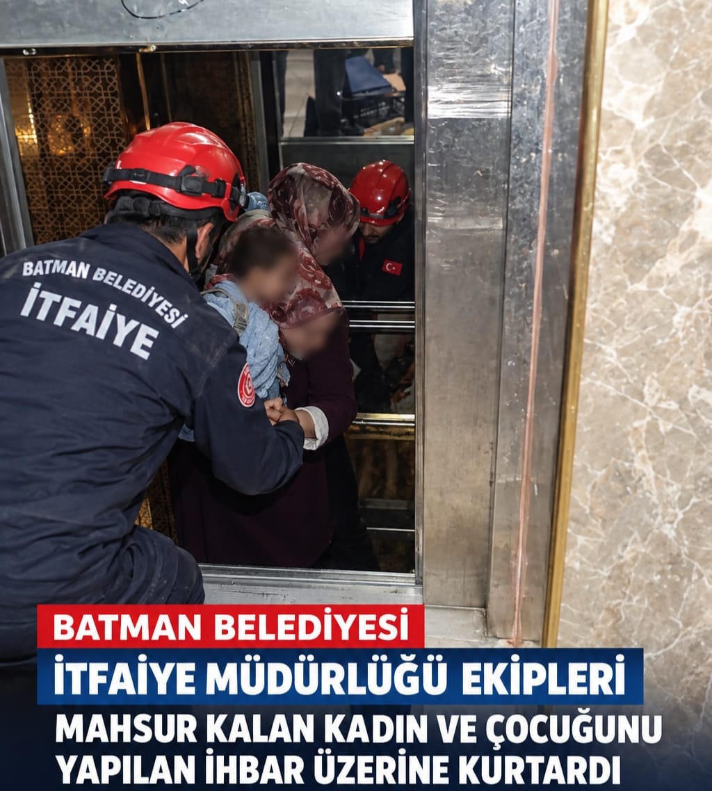 Asansörde Mahsur Kalan Kadın ve Çocuğu Kurtarıldı