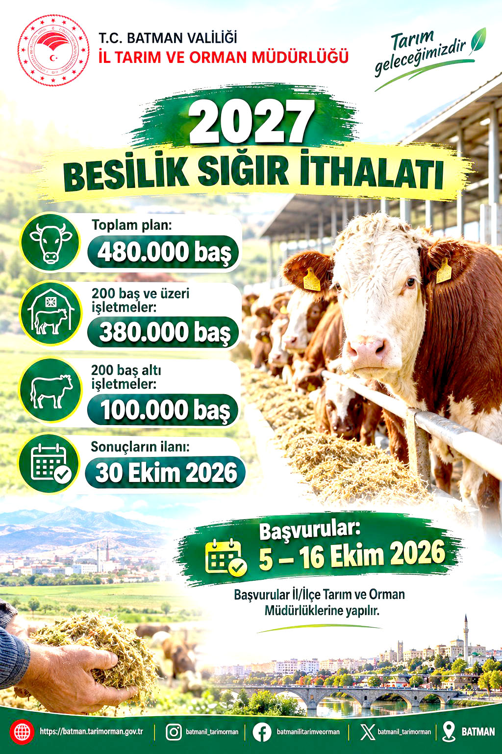 2027 besilik sığır ithalatı başvuruları başladı
